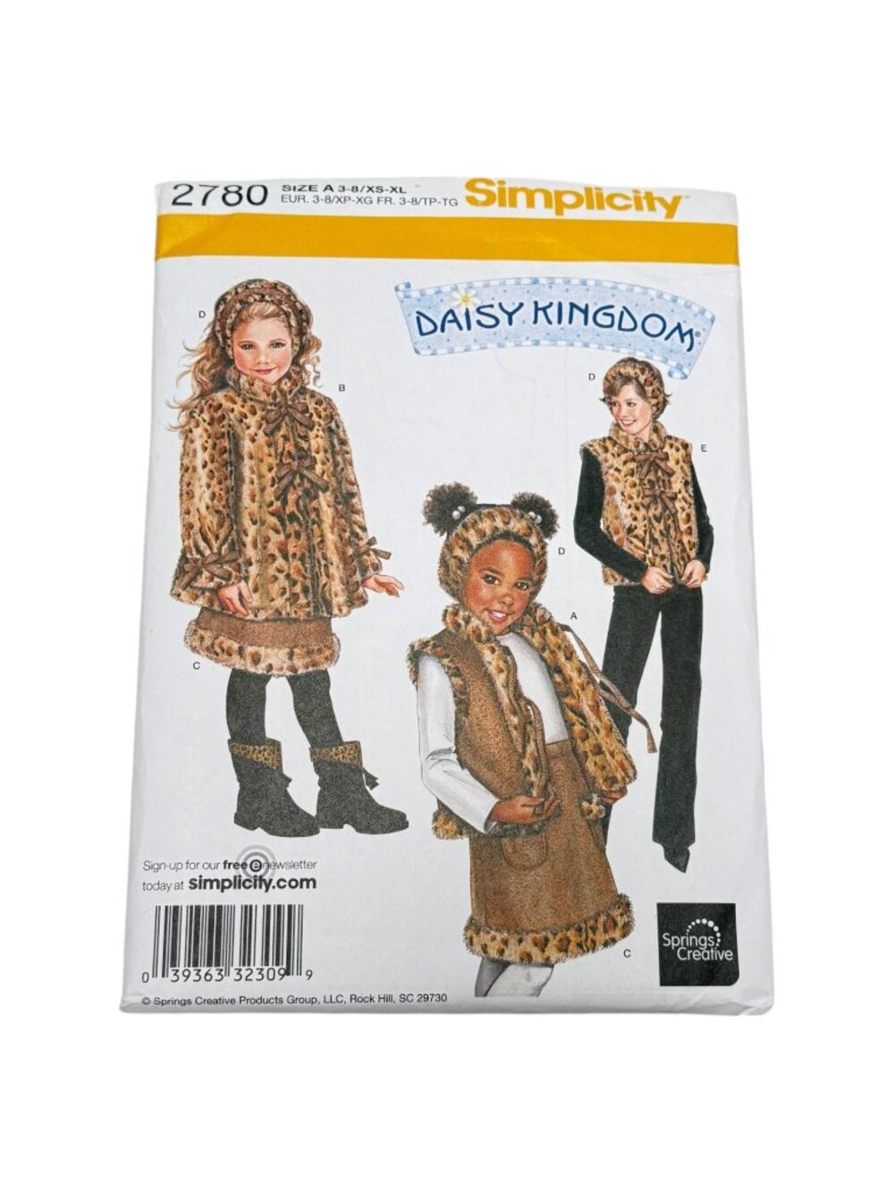 Simplicity 2780 Daisy Kingdom Girls Sz 3 to 8 Coat Vest Skirt Sew Pattern Uncut